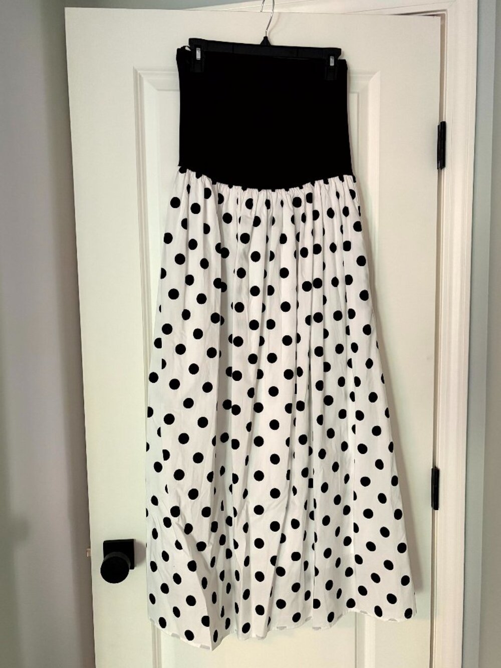Choklate Paris Colorblock Strapless Polka Dot Maxi Dress